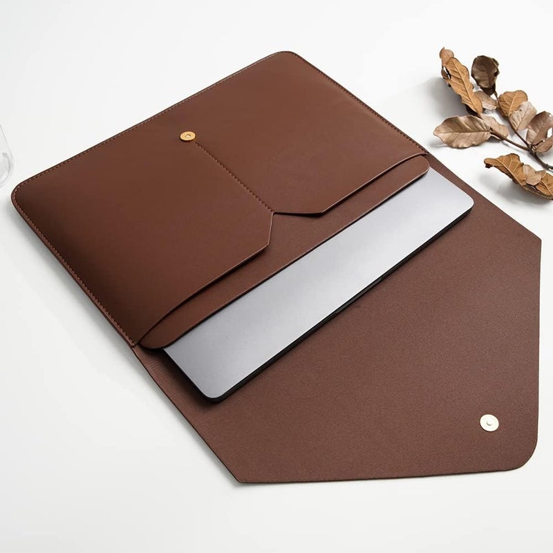 Benfan PU Leather Laptop Sleeve Compatible with New 14 inch MacBook Pro A2992 A2918 A2442,Old MacBook Pro Air 13, Surface Laptop 13.5, Thinkpad X1 Carbon 14 Color Set of 4PCS Dark Brown - Image 3